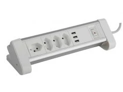 Schönenberger Tischsteckdosenleiste ALU 4xT13, 3xUSB