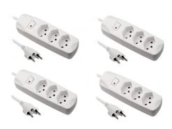 FURBER.power Steckdosenleiste 3x T13 mit Schalter, 4 Stück