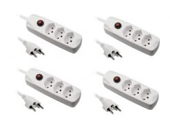 FURBER.power Steckdosenleiste mit Überlastschutz 3x T13, 4 Stück