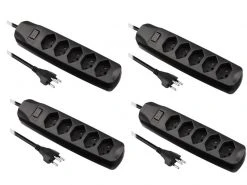 FURBER.power Steckdosenleiste 5x T13 mit Schalter, 4 Stück