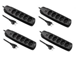 FURBER.power Steckdosenleiste mit Überlastschutz 5x T13, 4 Stück