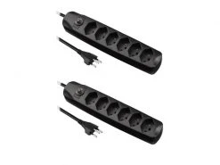 FURBER.power Steckdosenleiste mit Überlastschutz 6x T13, 2 Stück