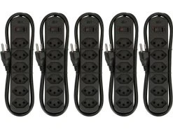 Max Hauri Steckdosenleiste Basic-Line 6xT13 Schwarz mit Schalter