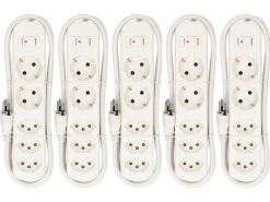 Max Hauri Steckdosenleiste Basic-Line 3xT13, 2xSchuko Schalter,5er Set