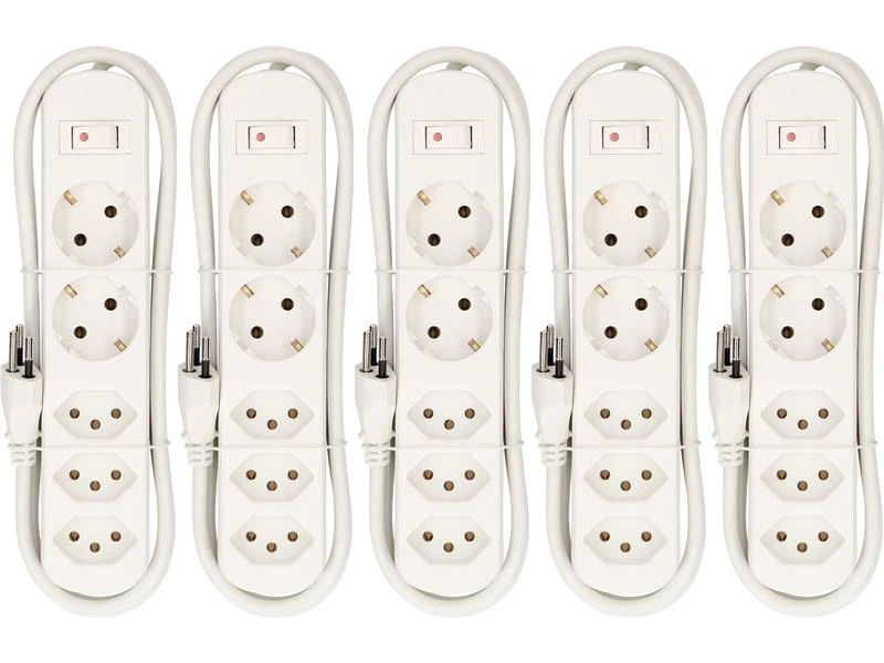 Max Hauri Steckdosenleiste Basic-Line 3xT13, 2xSchuko Schalter,5er Set 3 Max Hauri Steckdosenleiste Basic-Line 3xT13, 2xSchuko Schalter,5er Set