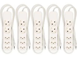 Max Hauri Steckdosenleiste Basic-Line 3xT13, 2xSchuko Weiss, 5er Set