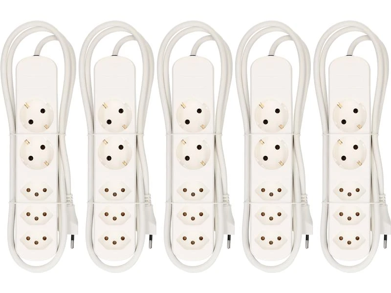 Max Hauri Steckdosenleiste Basic-Line 3xT13, 2xSchuko Weiss, 5er Set 3 Max Hauri Steckdosenleiste Basic-Line 3xT13, 2xSchuko Weiss, 5er Set