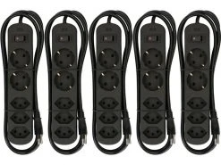 Max Hauri Steckdosenleiste Basic-Line 3xT13, 2xSchuko Schalter,5er Set