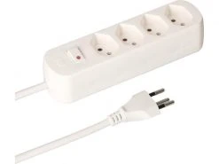 Max Hauri Steckdosenleiste Basic Line 4x T13 Reset Schalter, weiss