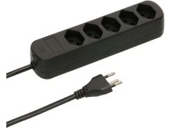 Max Hauri Steckdosenleiste Basic-Line 5xT13 Schwarz, 1.5 Meter
