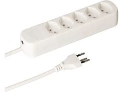 Max Hauri Steckdosenleiste Basic-Line 5xT13 Weiss, 1.5 Meter