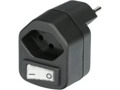 Max Hauri Abzweigstecker 1x T13 mit Schalter Schwarz