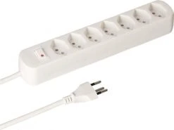 Max Hauri Steckdosenleiste Basic Line 7 x T13 Reset Schalter, Weiss
