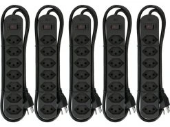 Max Hauri Steckdosenleiste Basic Line 7 x T13 Reset Schalter, 5er Set