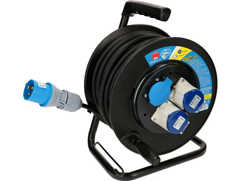 MaxCAMP Kabelrolle 30 m, 2x CEE16/3, T23 Schwarz 6 MaxCAMP Kabelrolle 30 m, 2x CEE16/3, T23 Schwarz – Bild 4