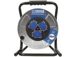 STEFFEN Kabelrolle Professional 50 m 3x T13, IP44, Silber