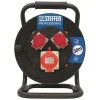 STEFFEN Kabelrolle Professional 30 m 1x CEE16/5 + 2x T25, Schwarz