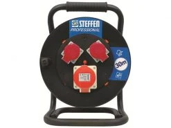 STEFFEN Kabelrolle Professional 30 m 1x CEE16/5 + 2x T25, Schwarz