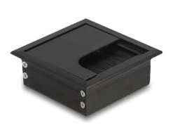 Delock Einbaurahmen für Tisch mit Bürste 80x80x28mm, Schwarz