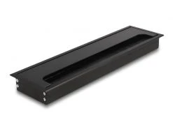 Delock Einbaurahmen für Tisch mit Bürste 300x80x28mm, Schwarz
