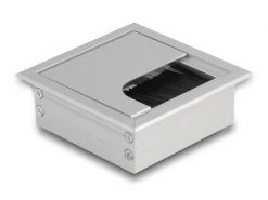 Delock Einbaurahmen für Tisch mit Bürste 80x80x28mm, Silber