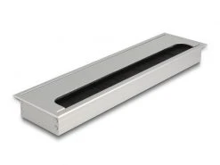 Delock Einbaurahmen für Tisch mit Bürste 300x80x28mm, Silber