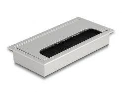 Delock Einbaurahmen für Tisch mit Bürste 160x80x28mm, Silber