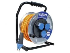 STEFFEN Kabelrolle Professional 50 m 3x T13, IP55, Silber