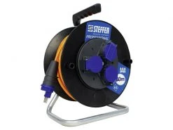 STEFFEN Kabelrolle Professional 30 m 3x T23, IP55, Schwarz
