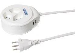 STEFFEN Steckdosenleiste STEBA DISC 3 × T13 USB Weiss
