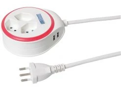 STEFFEN Steckdosenleiste STEBA DISC 3 × T13 USB Weiss / Rot